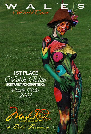 Colorful full body painting at competition. 1st place in Whales 2008